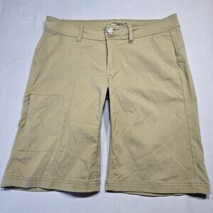 PrAna Green Olive Utility Shorts Stretch Bermuda Flat Front Chino Womens Size 10